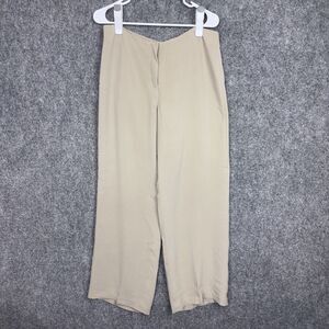 Eileen Fisher Gorgette Dress Pants Womens Size PL Beige Wide Leg Stretch Silk